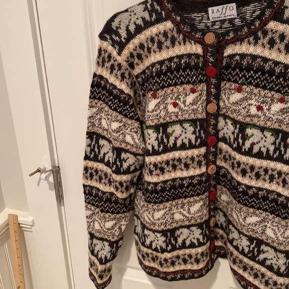 Raffa Sweater - Alpaca Cardigan Size Medium - Picture 3 of 9
